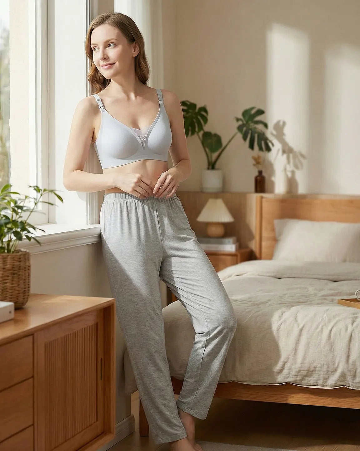 Thin Mesh Jelly Strip Design Nursing Bra