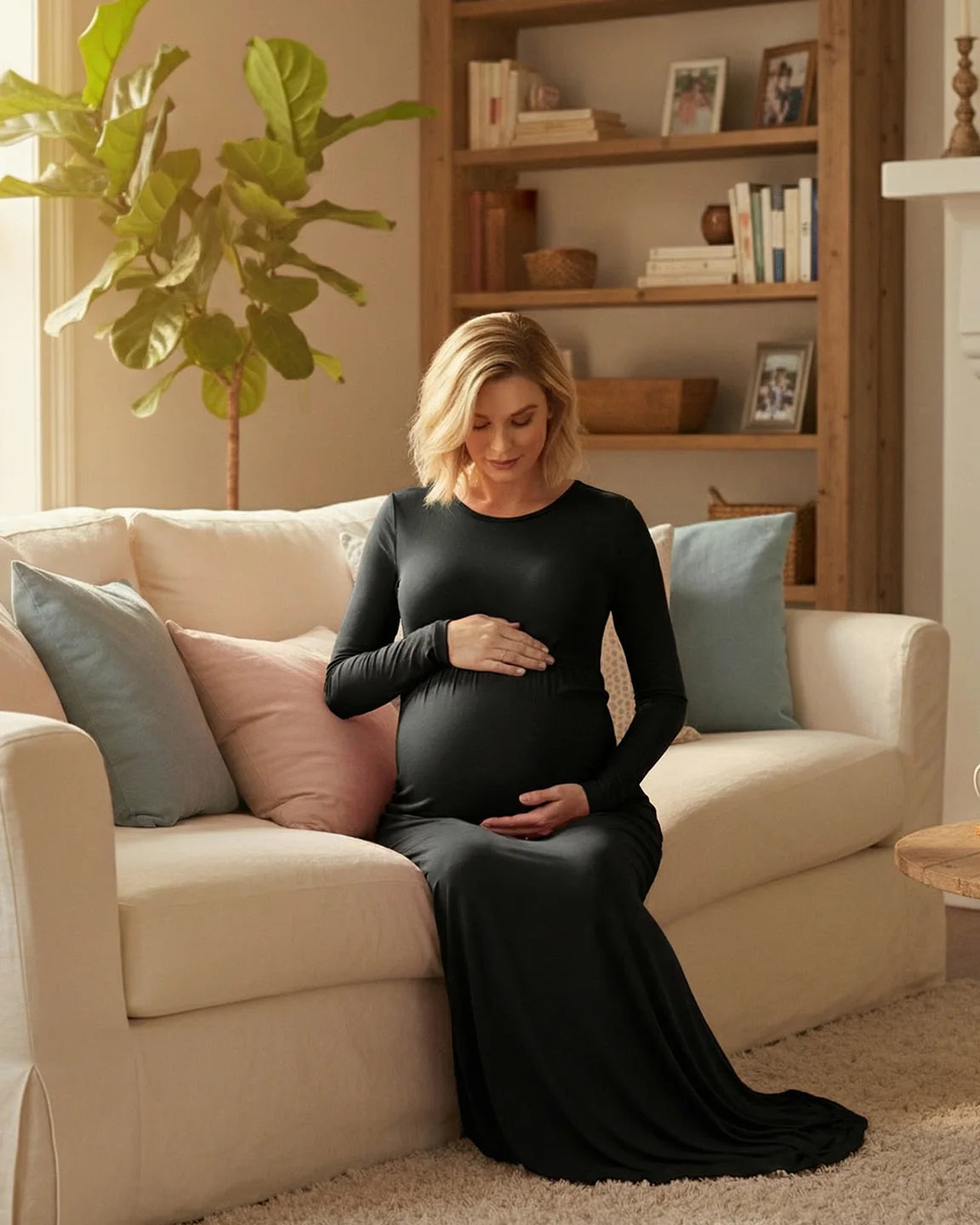 Empire Waist Elegant Maternity Photoshoot Dress