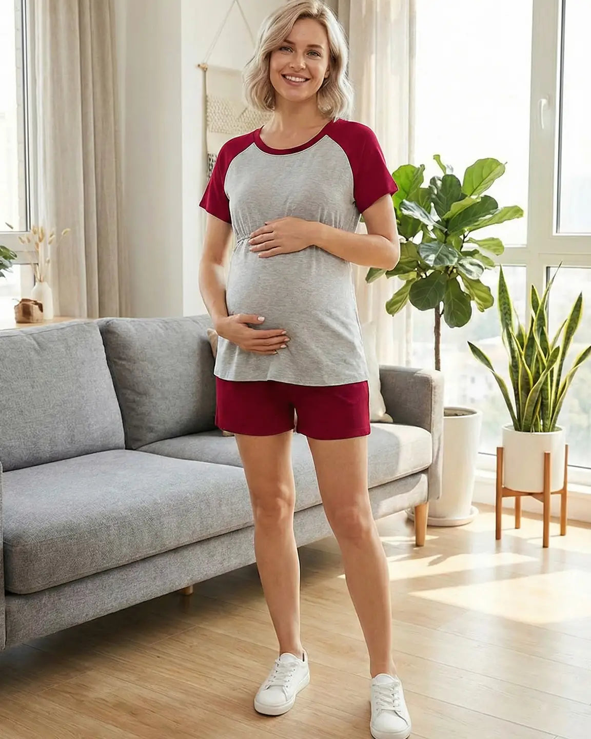 Raglan Sleeve Sporty Nursing Loungewear Set