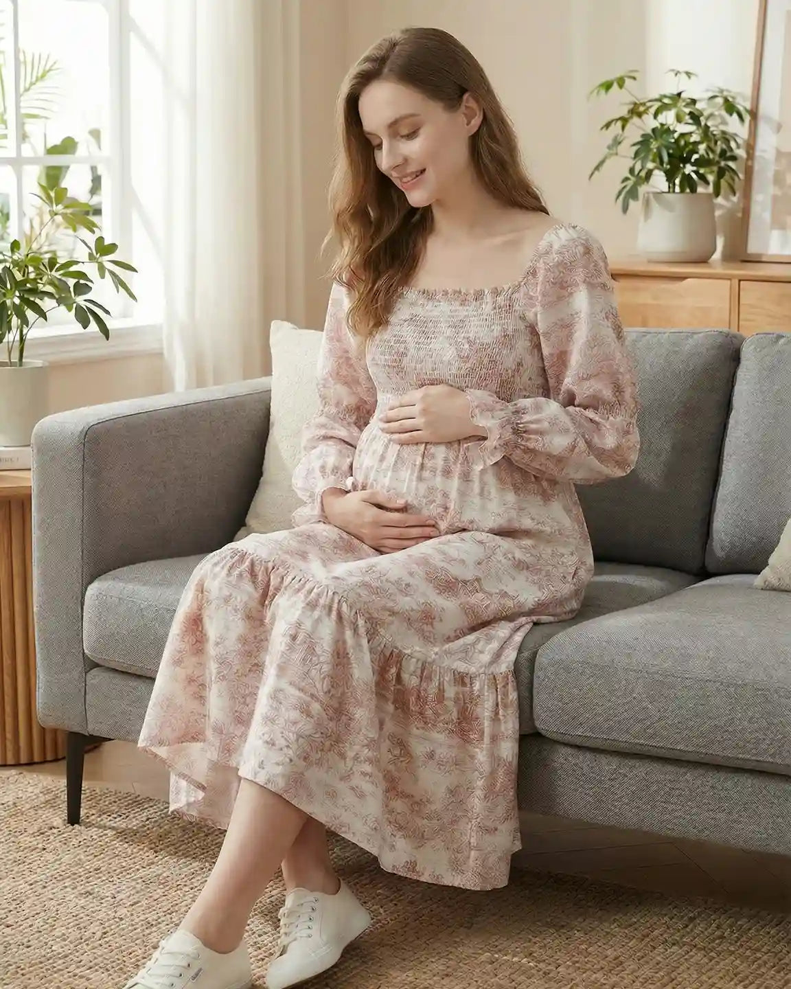 Floral Print Tiered Skirt Maternity Maxi Dress