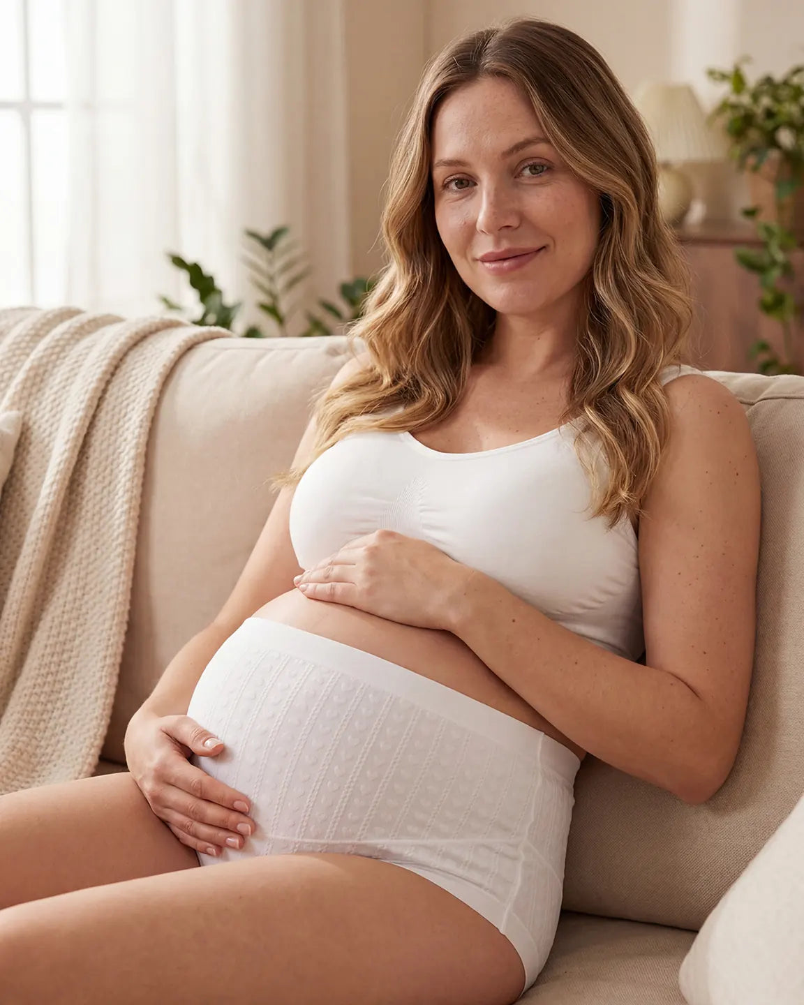 Embossed Heart Mid-Waist Maternity Underwear