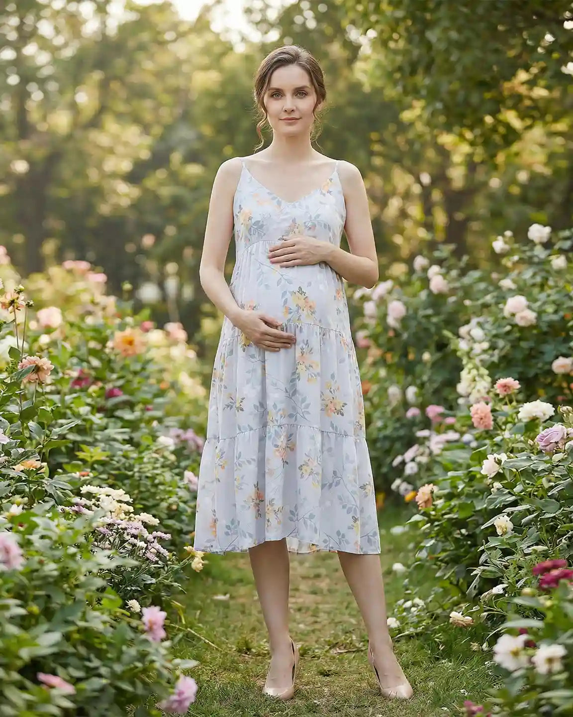 Floral Print Loose Fit Maternity Nightgown