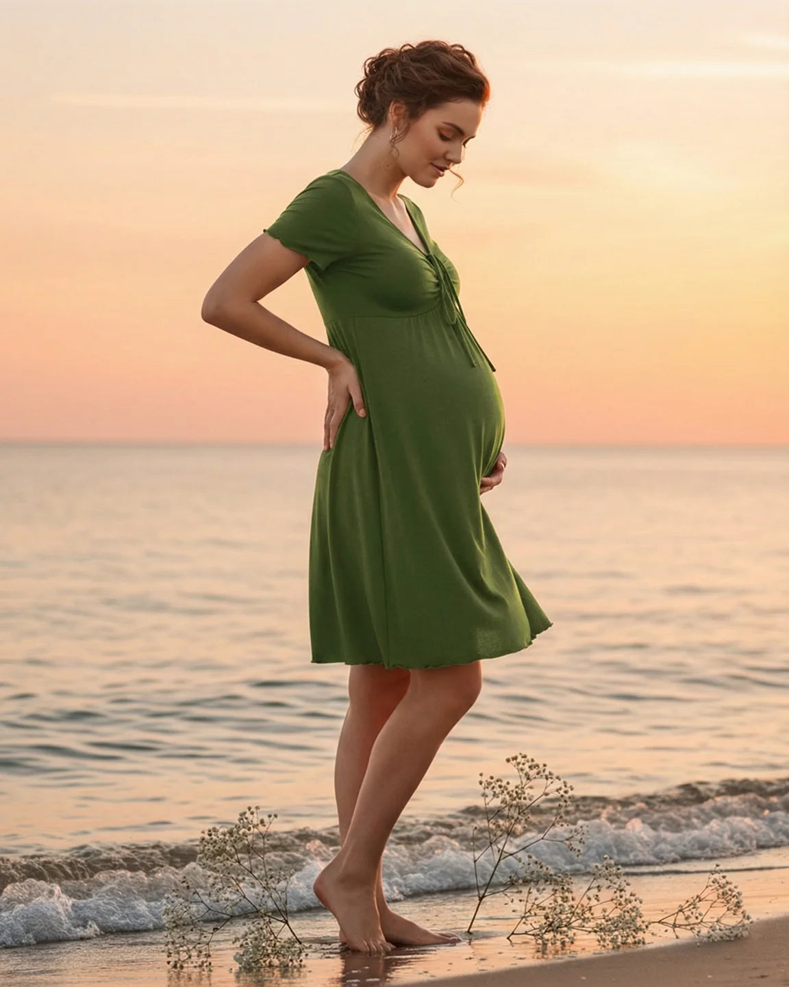 Lettuce Edge Hem Casual Maternity Mini Dress