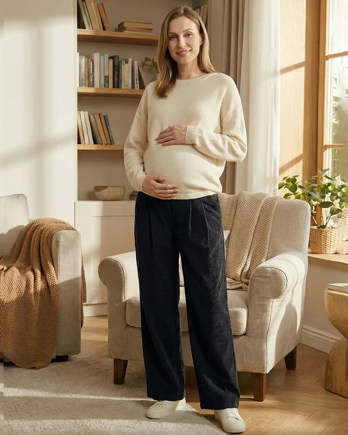 Adjustable Drawstring Loose-Fit Maternity Pants