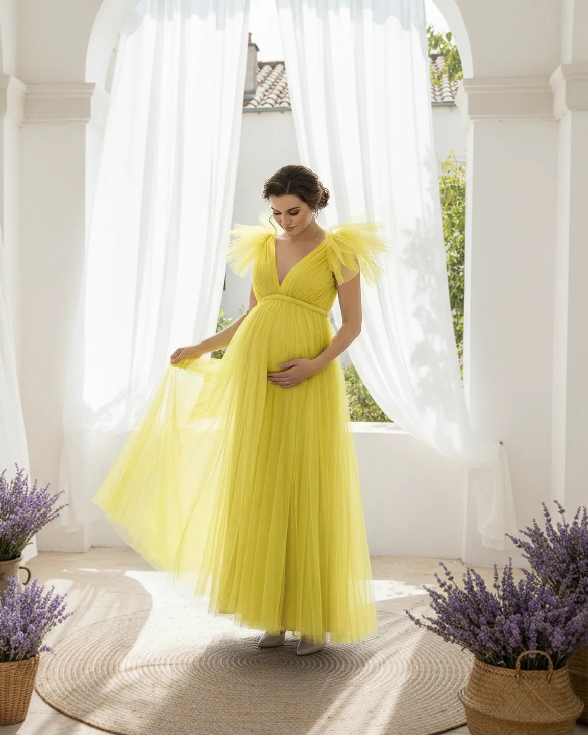 Dramatic Tulle Babydoll Maternity Photoshoot Dress