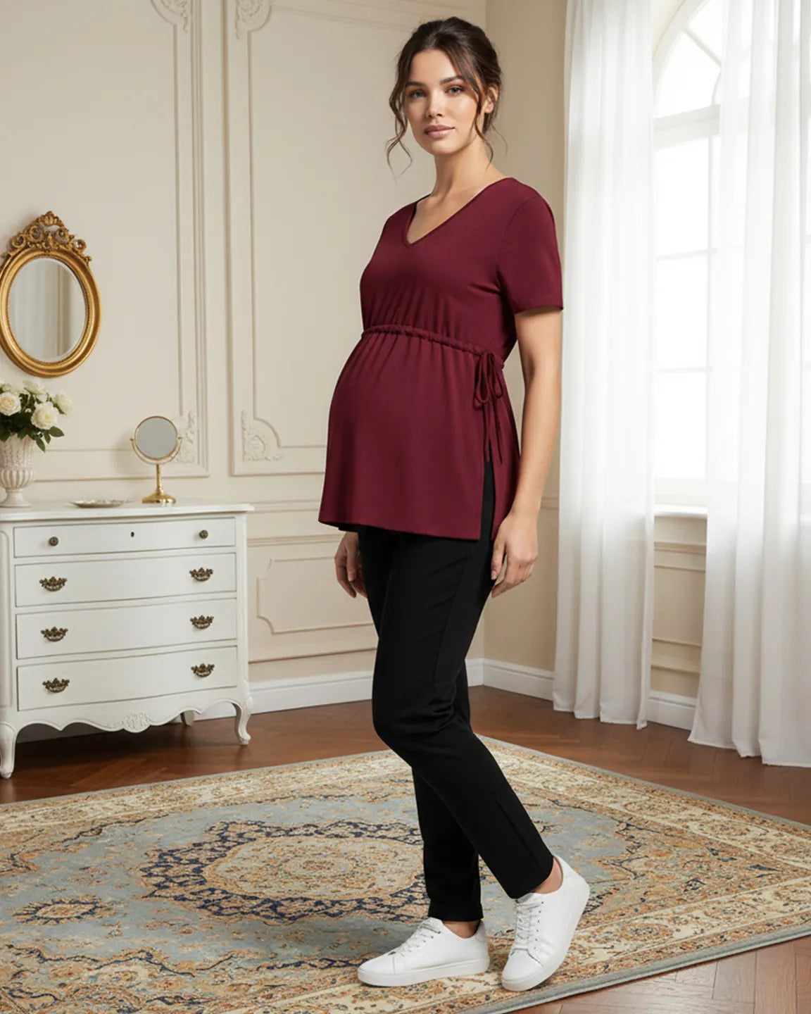 Elastic-Waist Babydoll Maternity Top