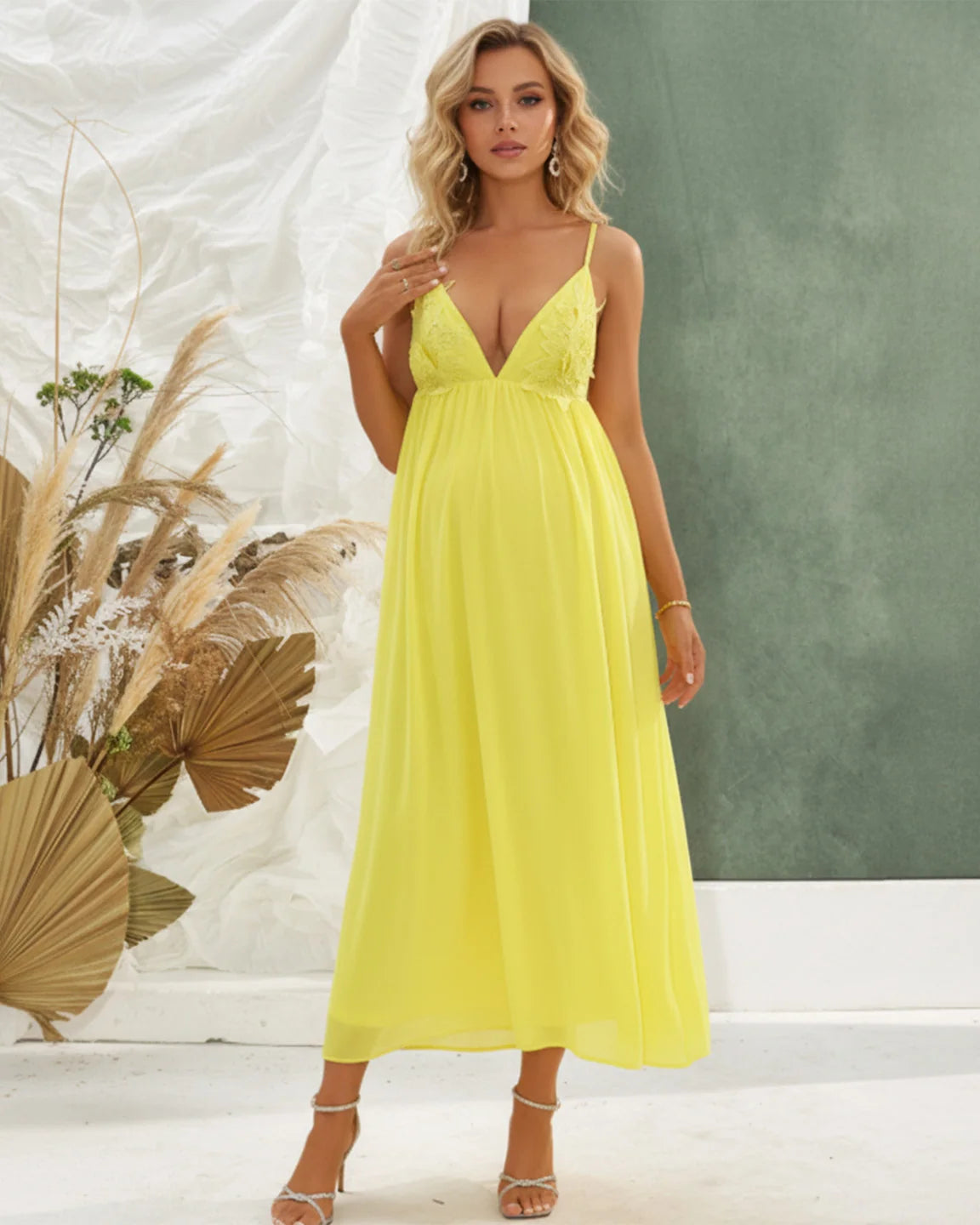 Low Open Back Flowy Maternity Dress