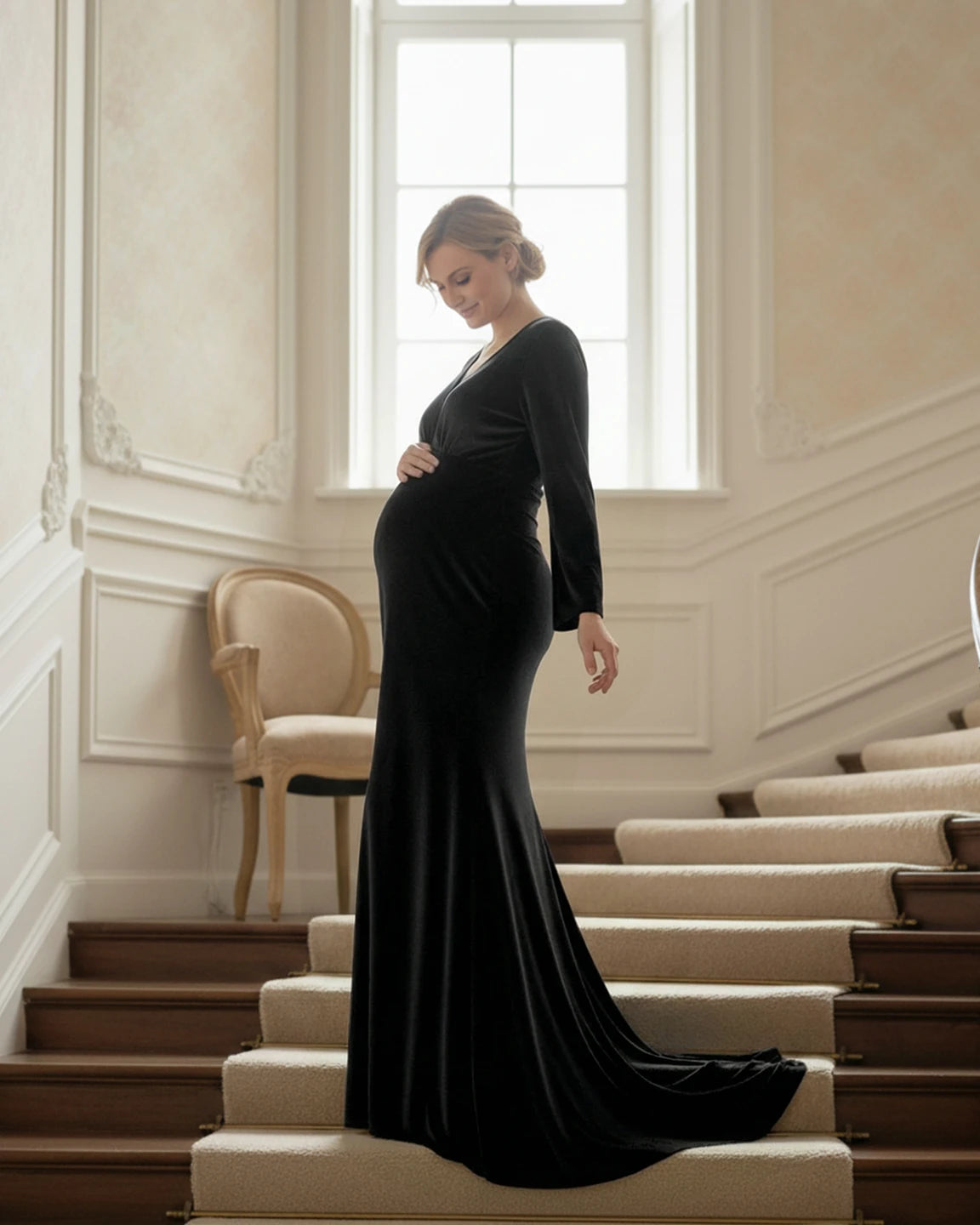 Velvet Mermaid Fit Maternity Gown