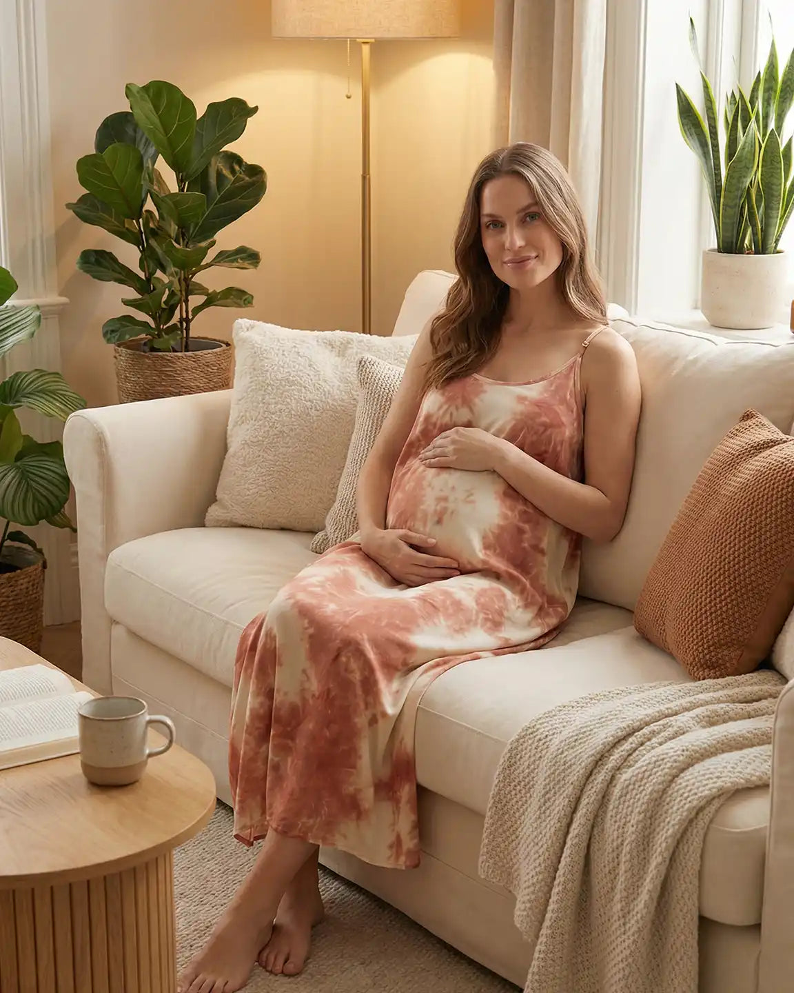 Spaghetti-Strap Tie-Dye Maternity Maxi Dress