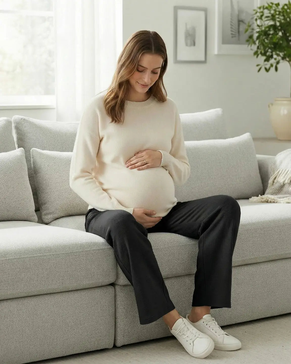 Waffle Knit Wide-Leg Maternity Pants