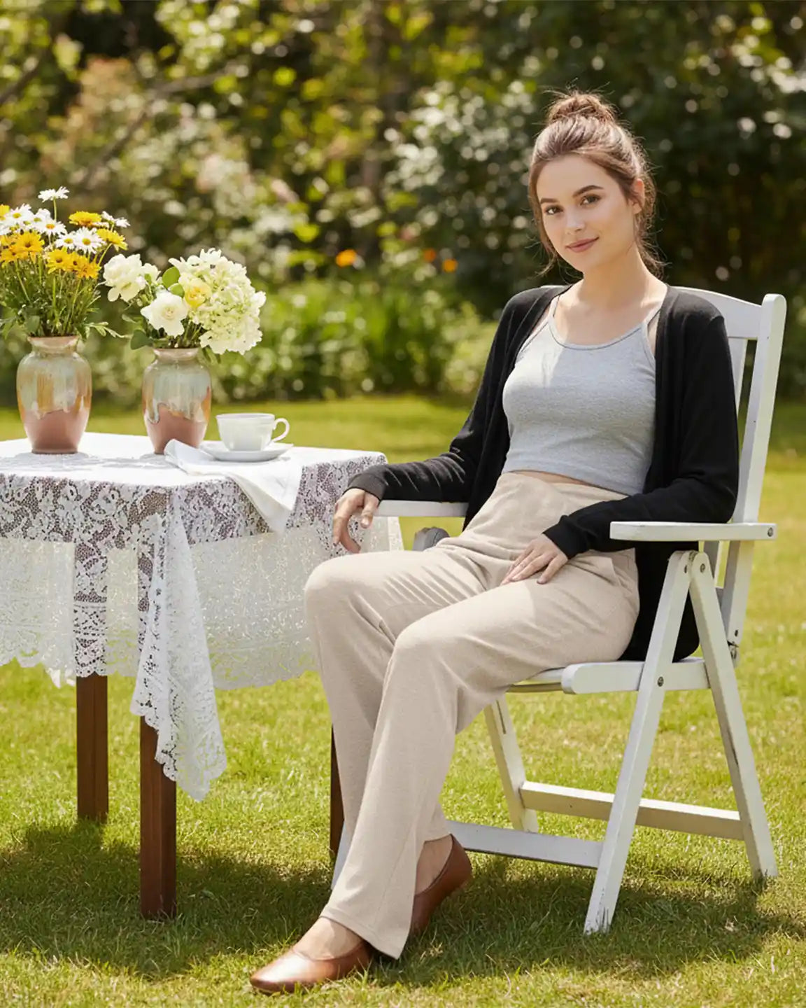 Crossover Waist Wide-Leg Maternity Lounge Pants