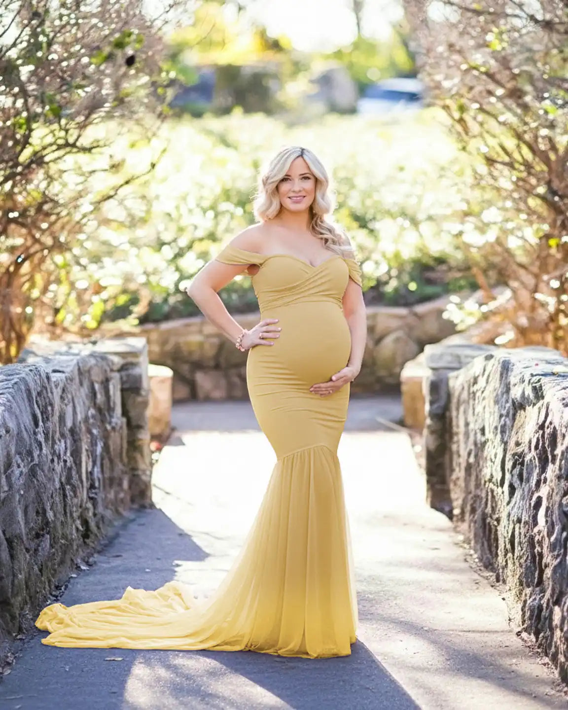 Off-Shoulder Mermaid Maternity Photoshoot Gown