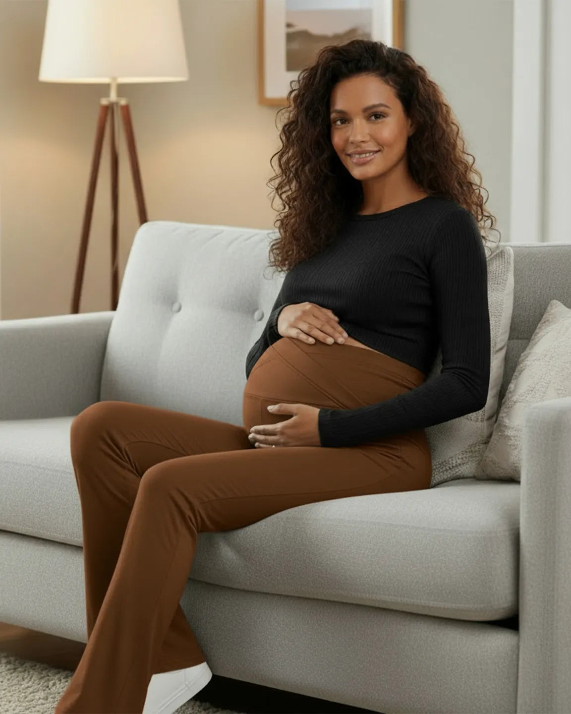 Crossed Waistband Flared Maternity Pants