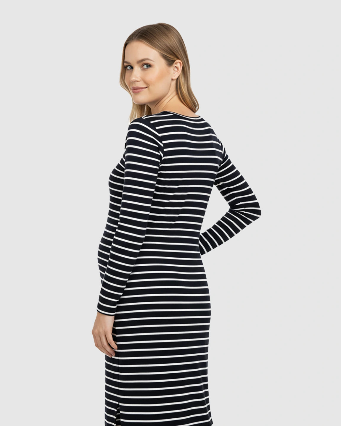 Side Slit Bodycon Maternity Midi Dress