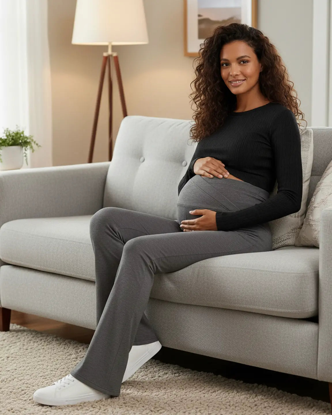 Crossed Waistband Flared Maternity Pants