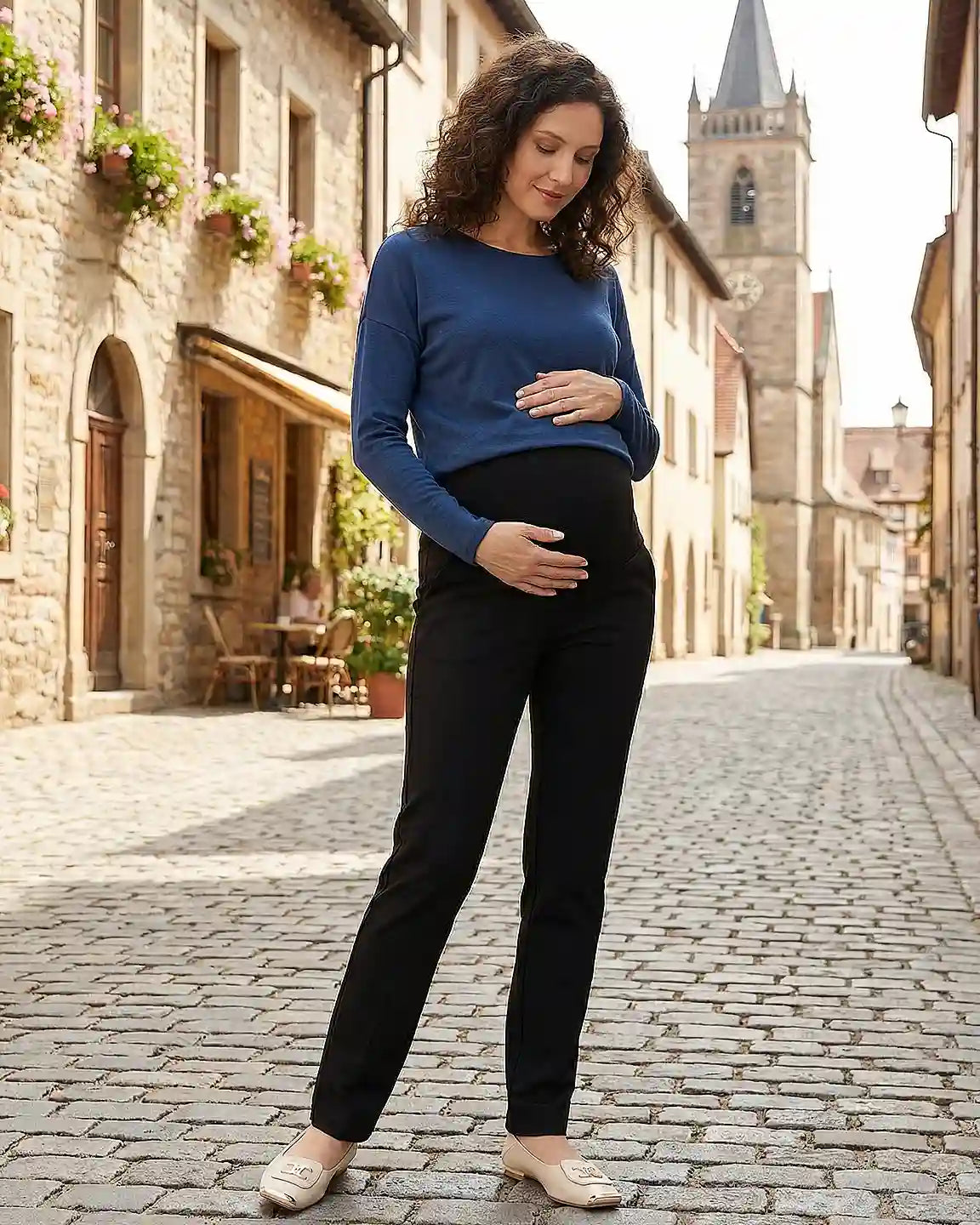 High-Waist Cigarette Cut Maternity Trousers