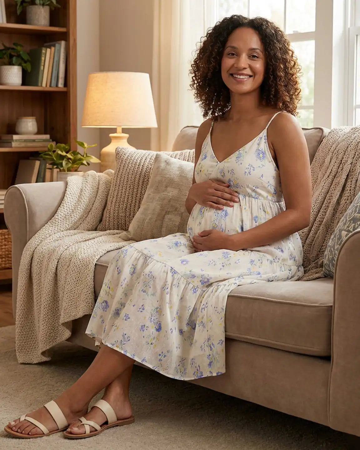 Spaghetti Strapped Flowing Maternity Nightdress