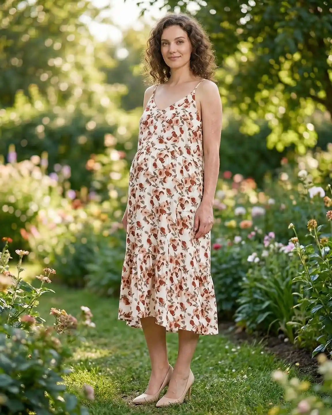 Floral Print Loose H-line Maternity Nightdress