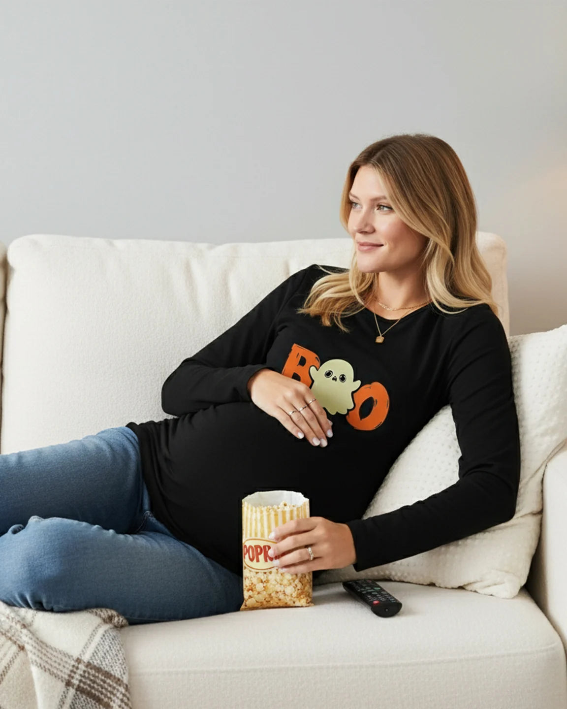 Side Ruched Fitted Long Sleeve Maternity Top