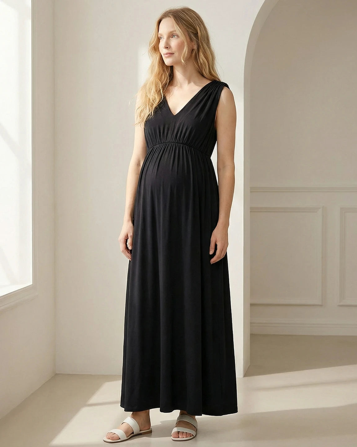 Empire Waist Casual Maternity Maxi Dress
