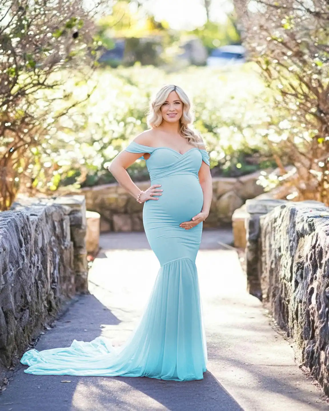 Off-Shoulder Mermaid Maternity Photoshoot Gown