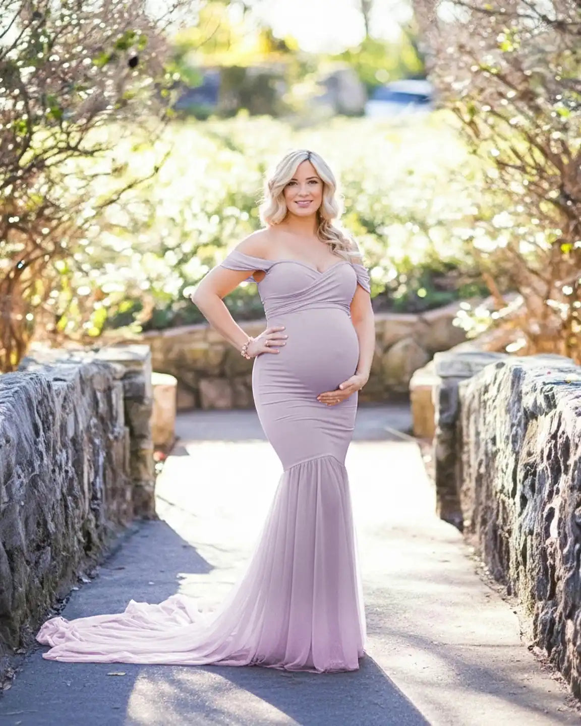Off-Shoulder Mermaid Maternity Photoshoot Gown