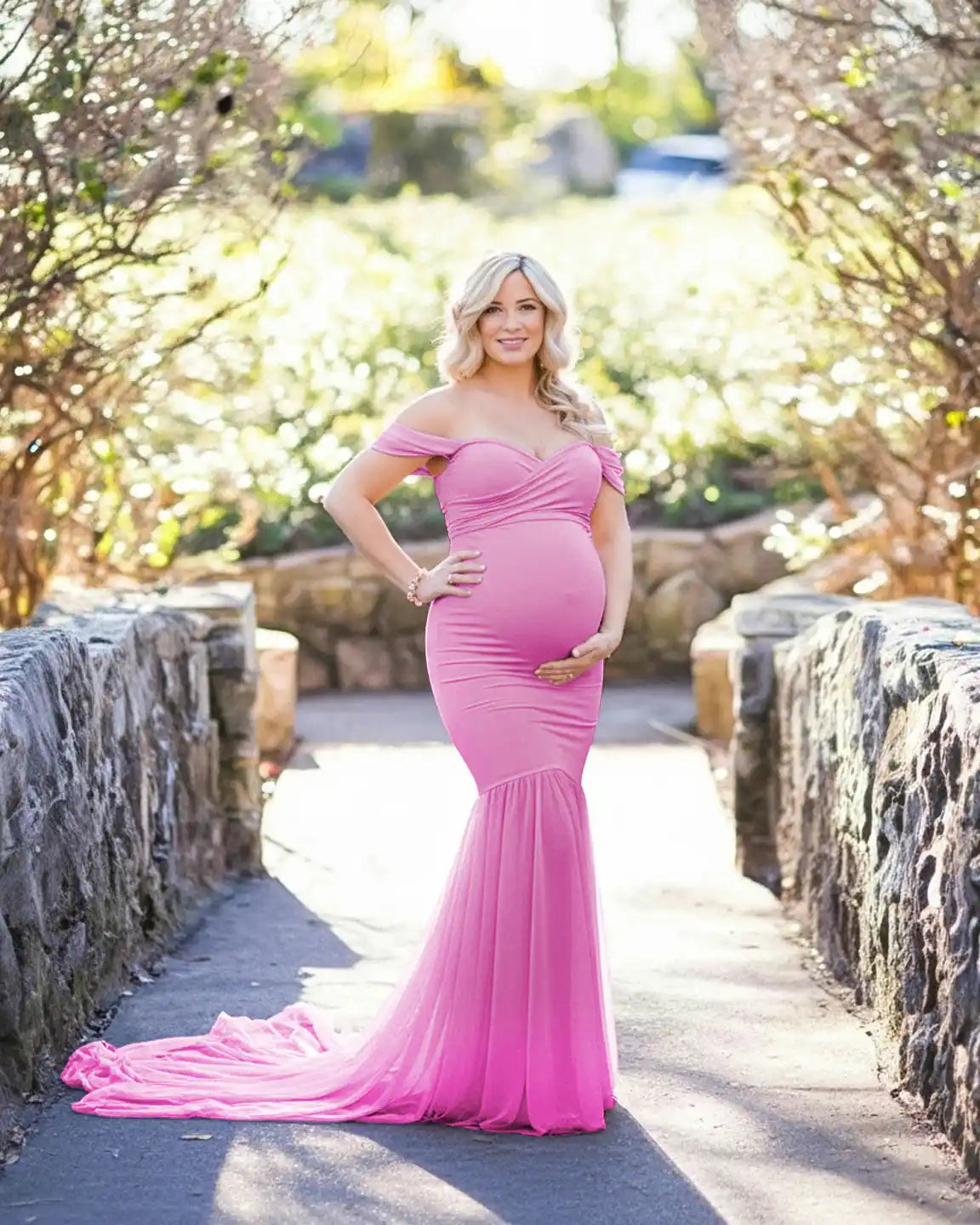 Off-Shoulder Mermaid Maternity Photoshoot Gown