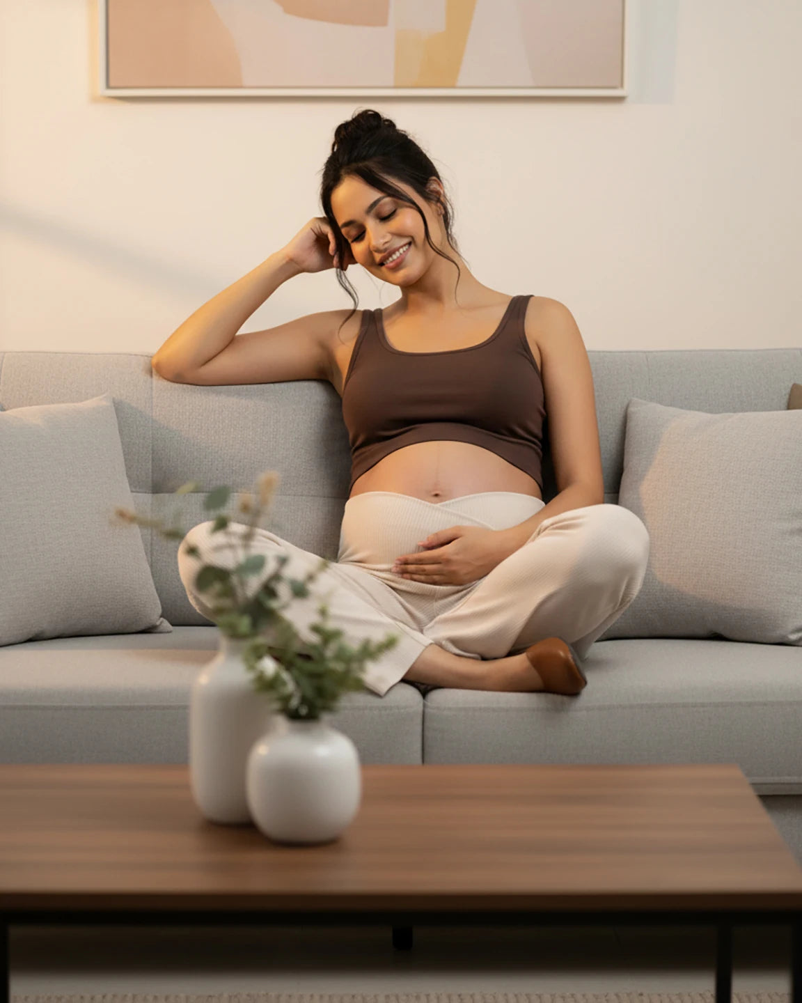 High-Waisted Wide-Leg Tailored Maternity Pants