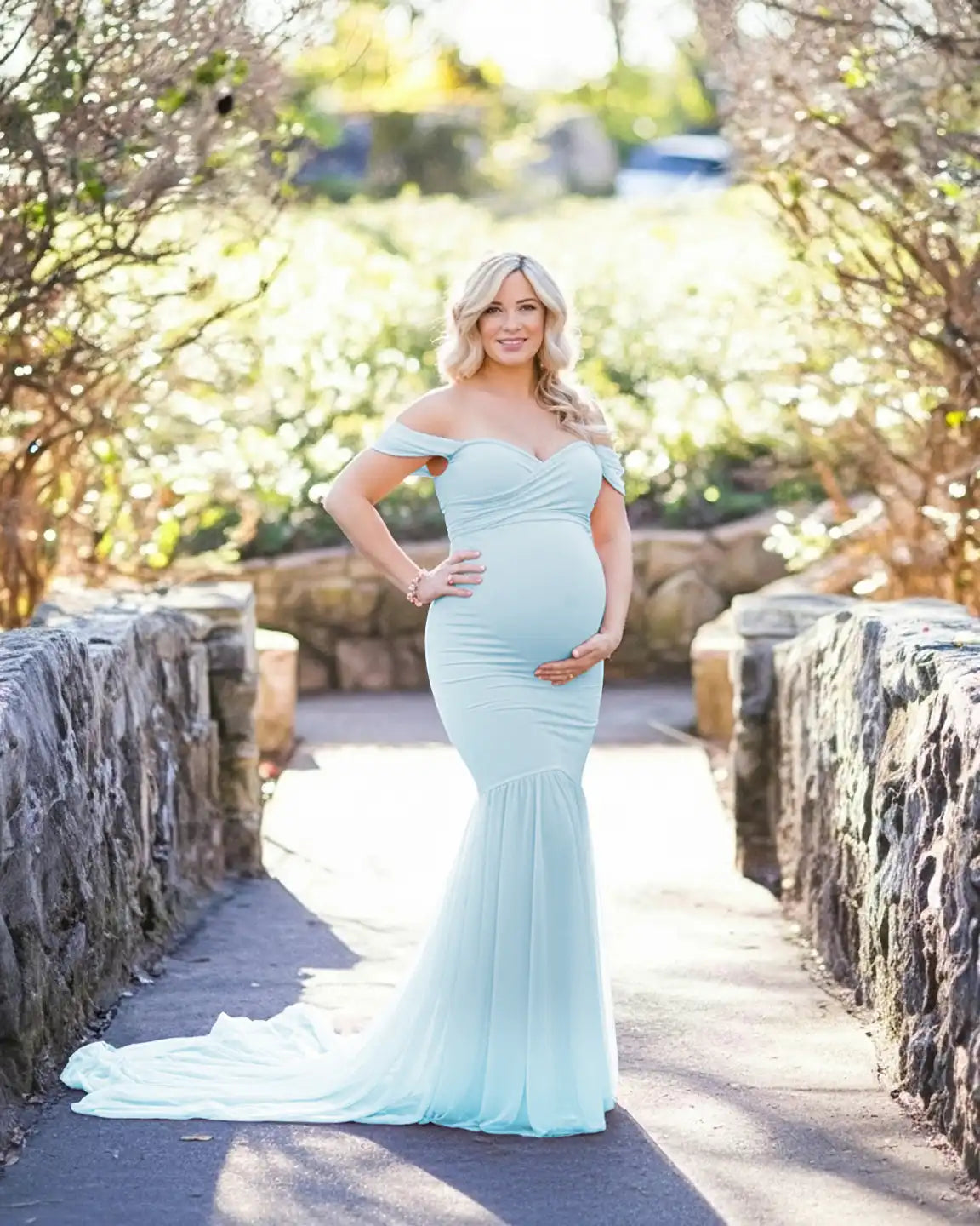 Off-Shoulder Mermaid Maternity Photoshoot Gown