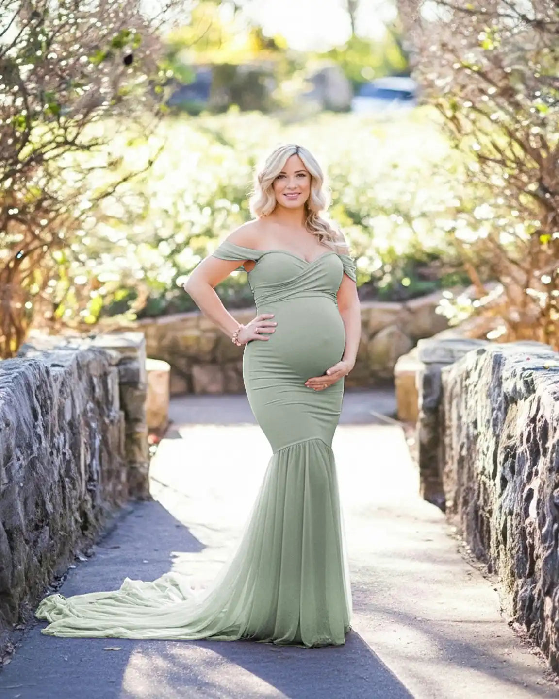 Off-Shoulder Mermaid Maternity Photoshoot Gown