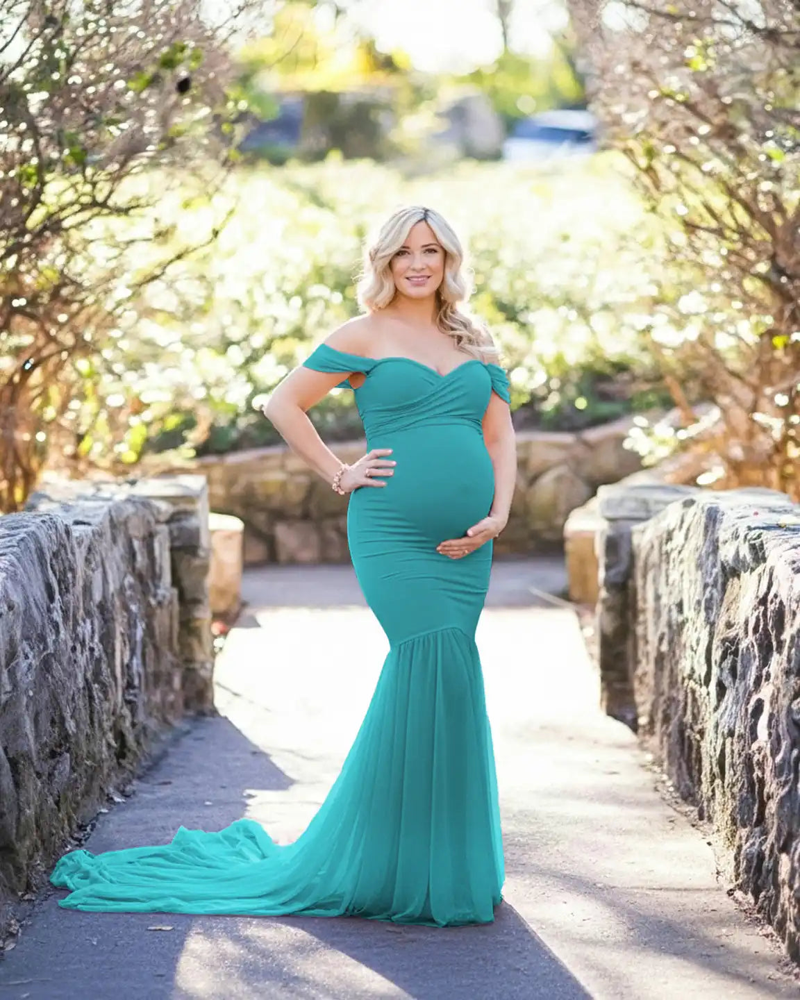 Off-Shoulder Mermaid Maternity Photoshoot Gown