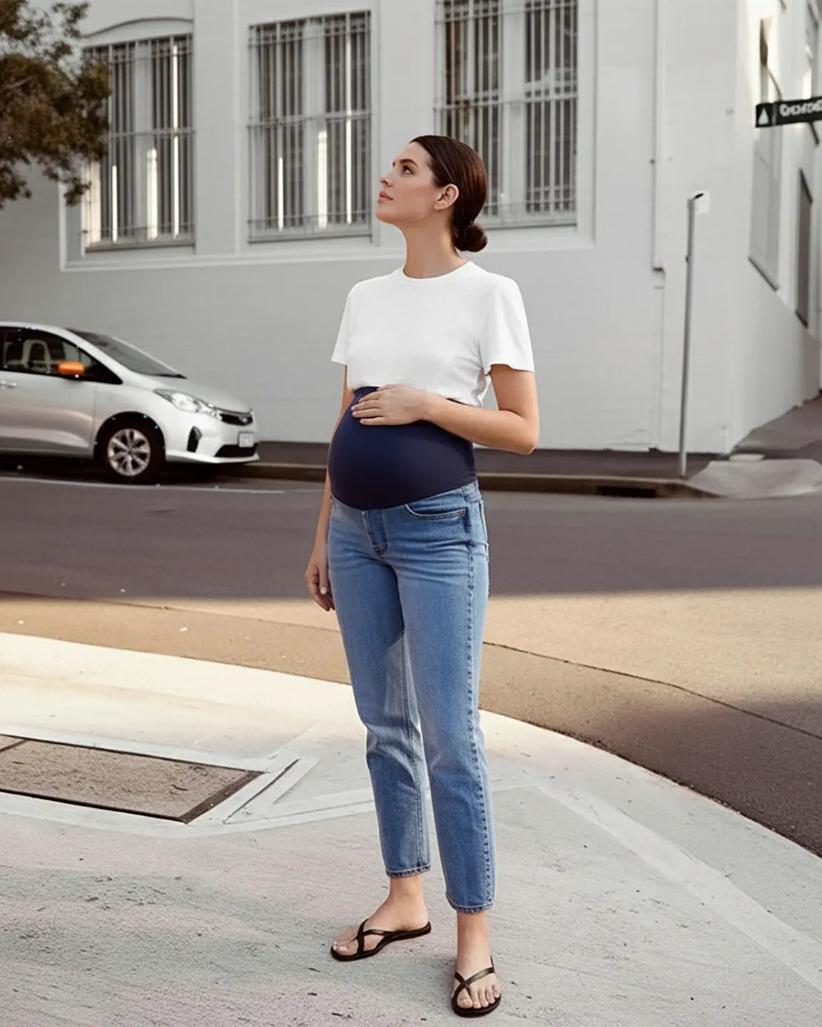 Classic High-Waist Flared-Leg Maternity Jeans