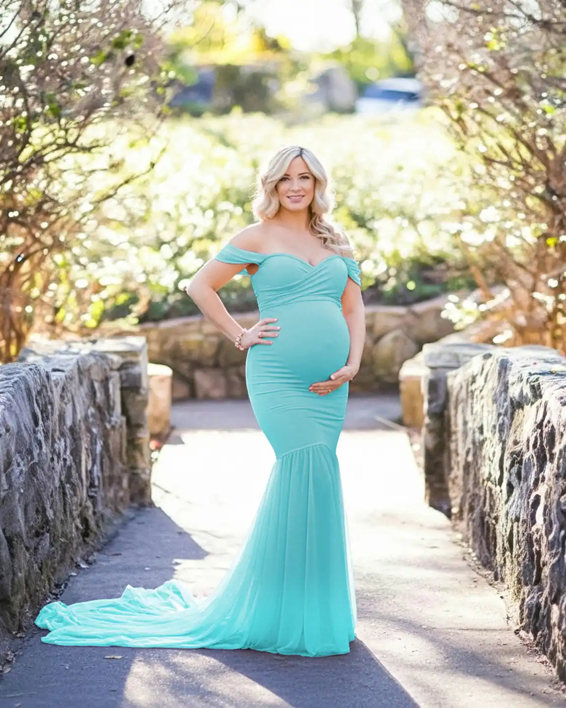 Off-Shoulder Mermaid Maternity Photoshoot Gown