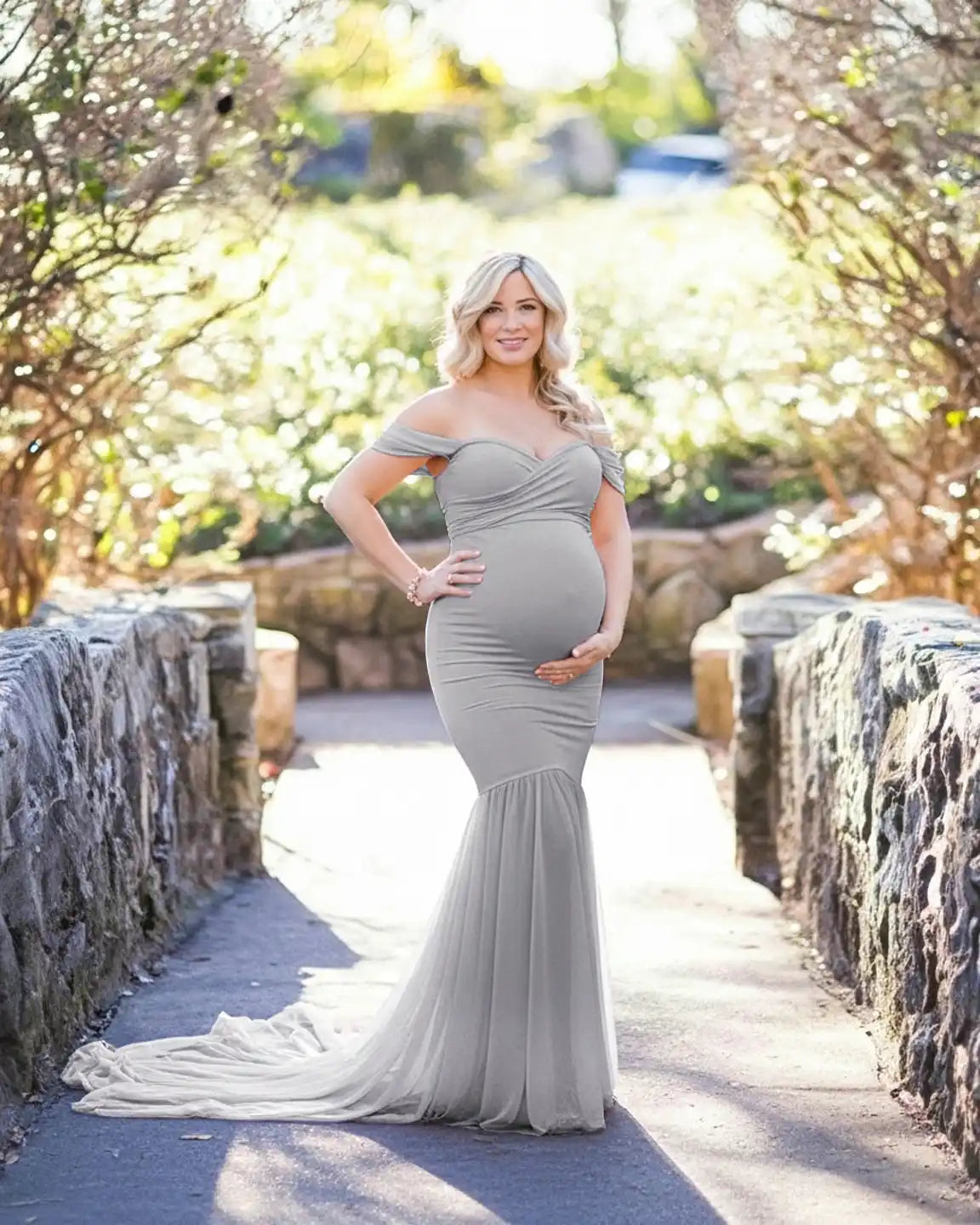 Off-Shoulder Mermaid Maternity Photoshoot Gown