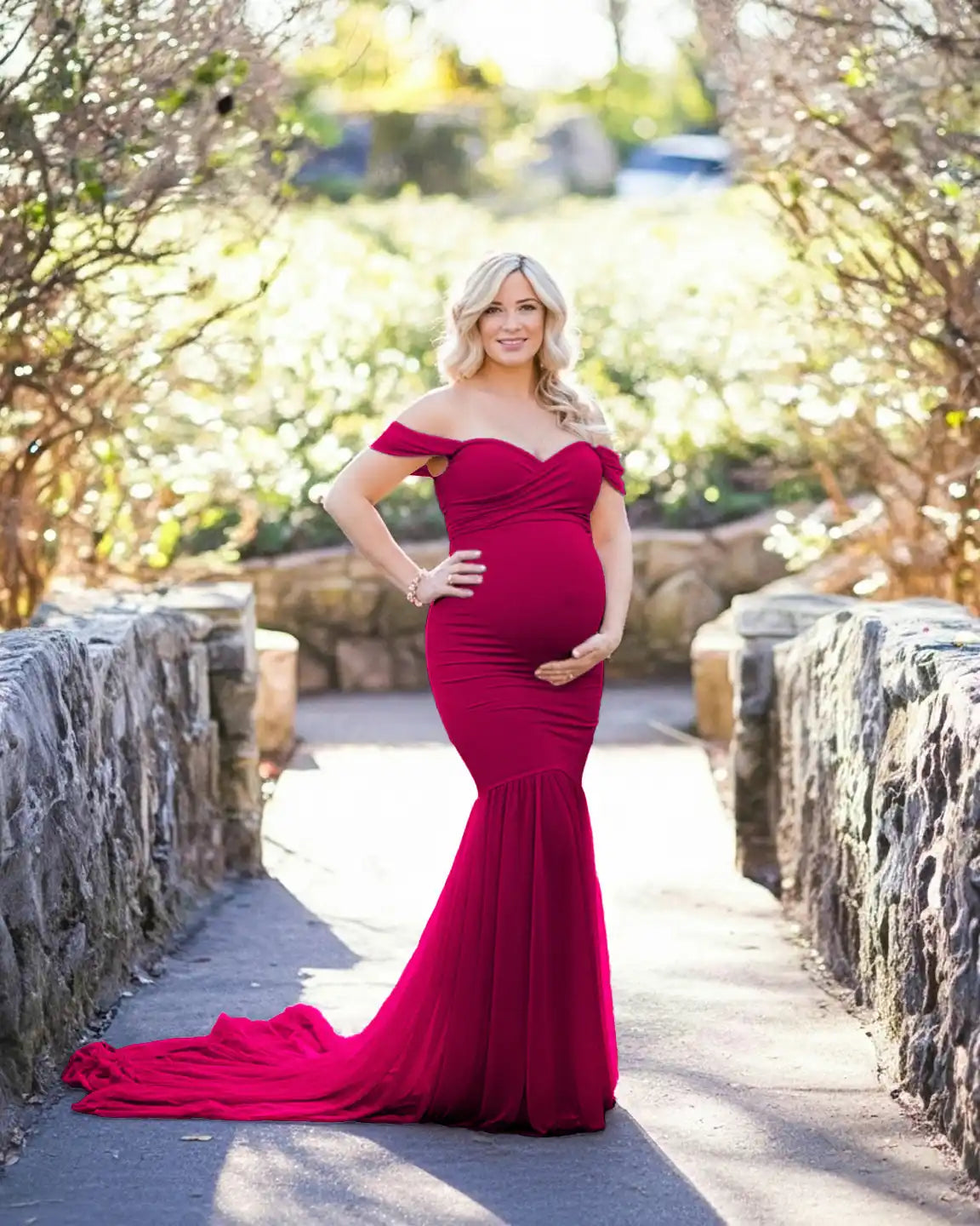 Off-Shoulder Mermaid Maternity Photoshoot Gown