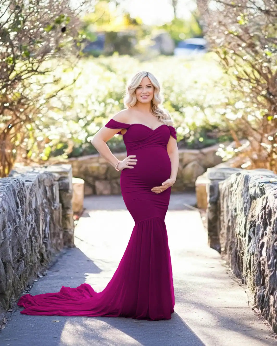 Off-Shoulder Mermaid Maternity Photoshoot Gown