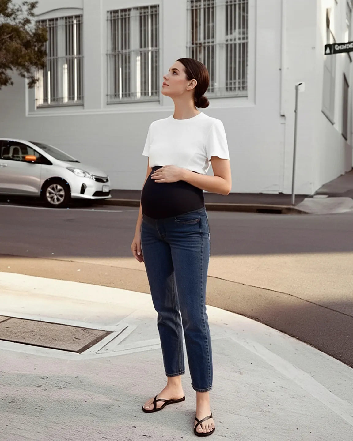 Classic High-Waist Flared-Leg Maternity Jeans