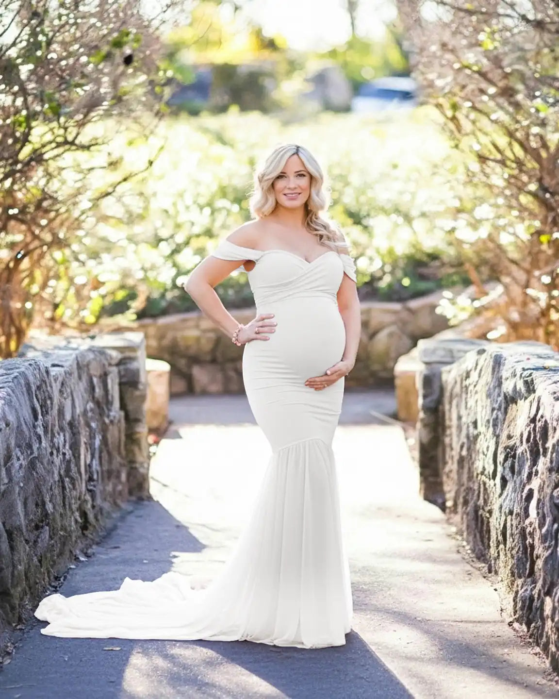 Off-Shoulder Mermaid Maternity Photoshoot Gown