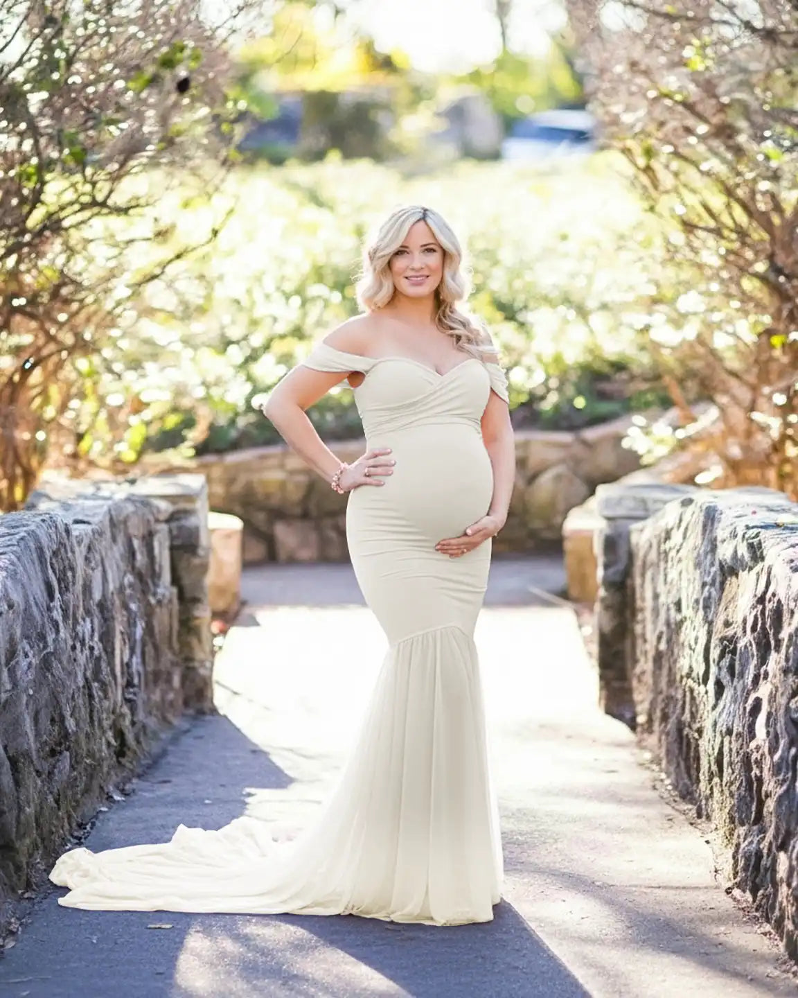Off-Shoulder Mermaid Maternity Photoshoot Gown