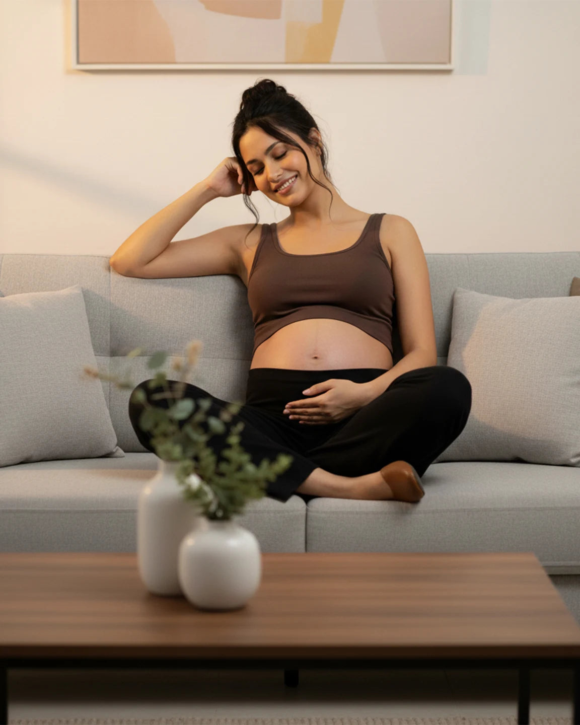 High-Waisted Wide-Leg Tailored Maternity Pants