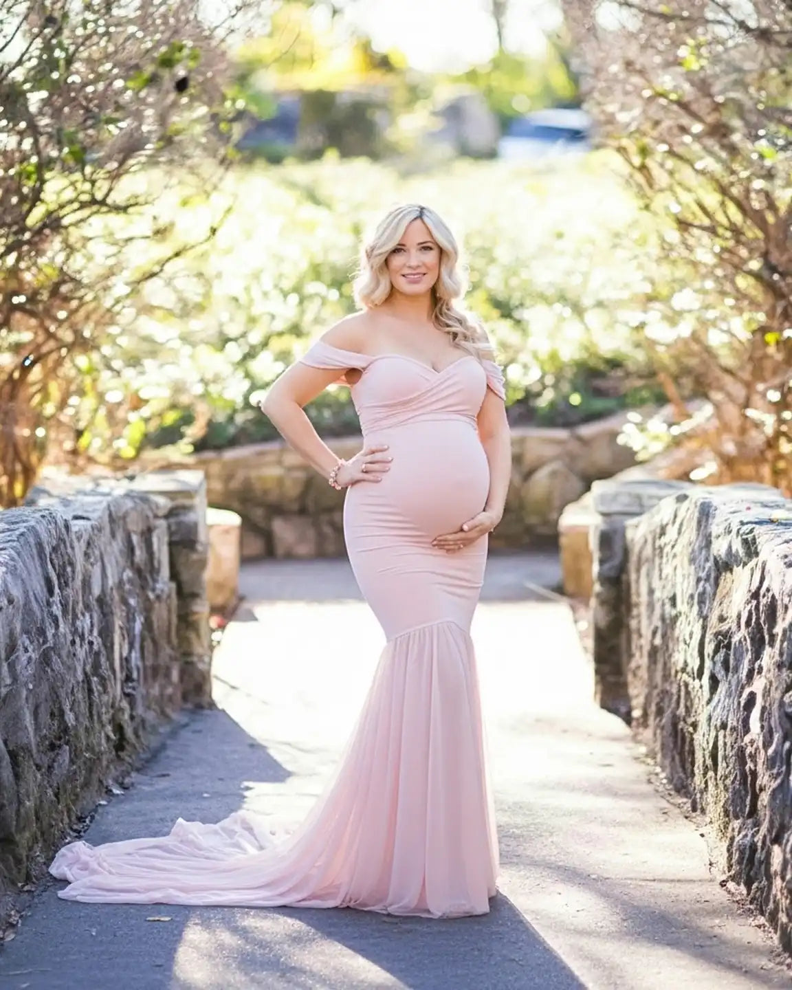 Off-Shoulder Mermaid Maternity Photoshoot Gown