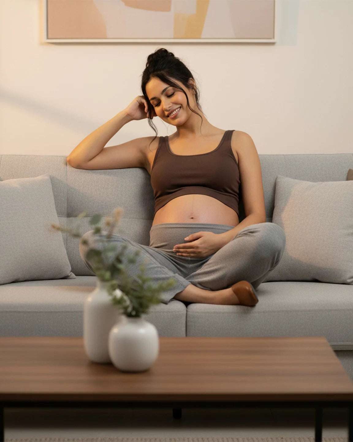 High-Waisted Wide-Leg Tailored Maternity Pants