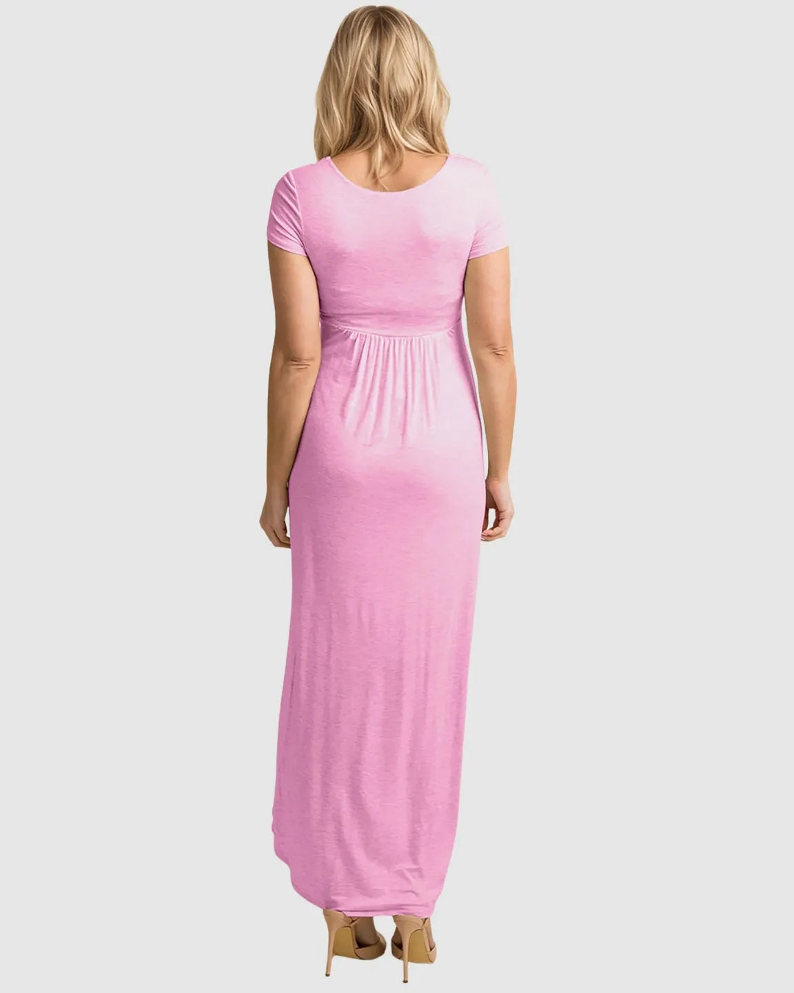 V-Neck Pleated Bust Maternity Maxi Dress