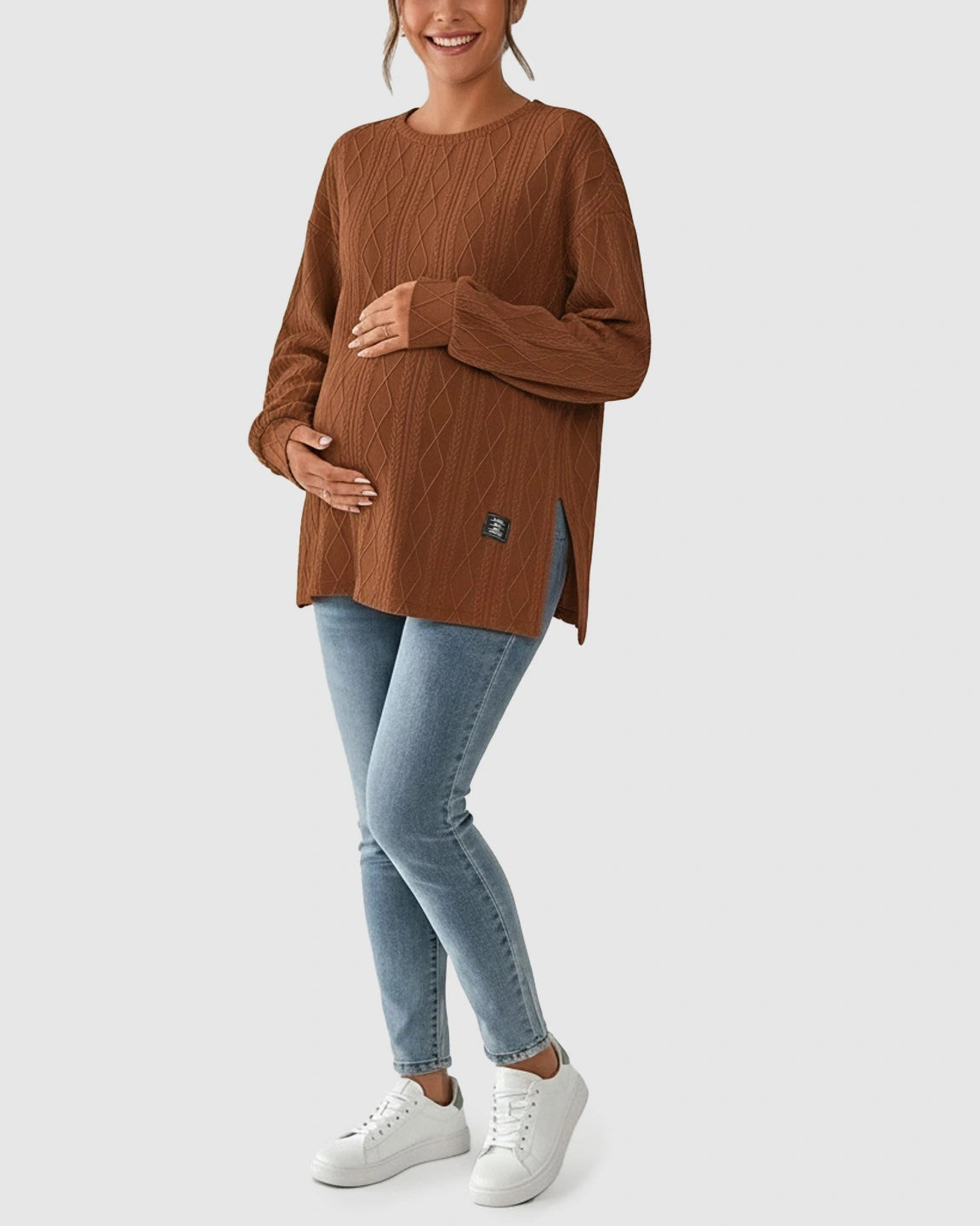 Elegant Textured Loose Fit Maternity Top