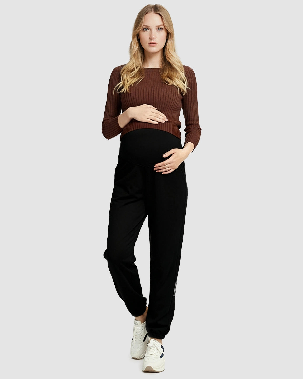 Soft Cotton Fleece Over-Belly Maternity Sweatpants
