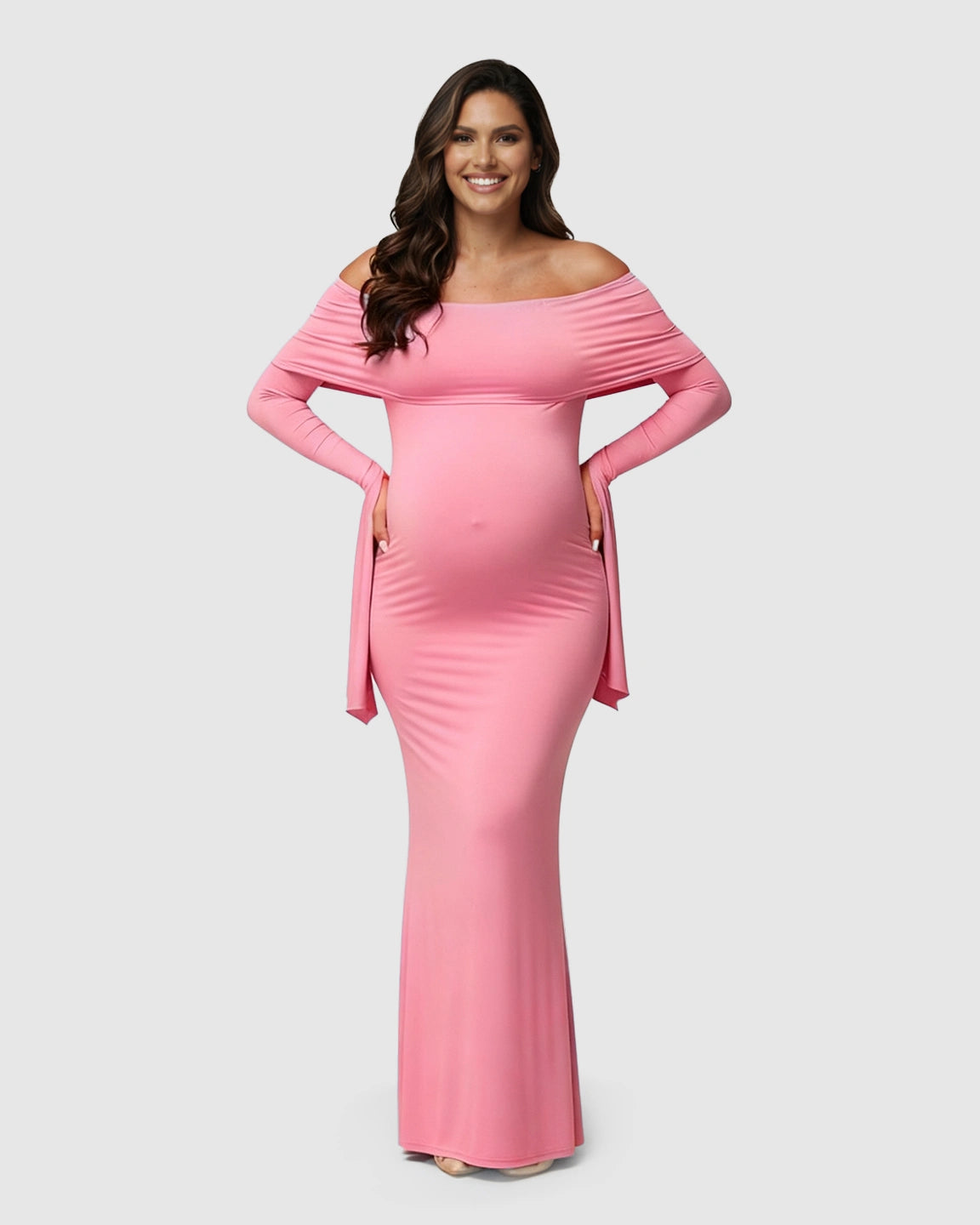 Off-Shoulder Bodycon Maternity Maxi Dress