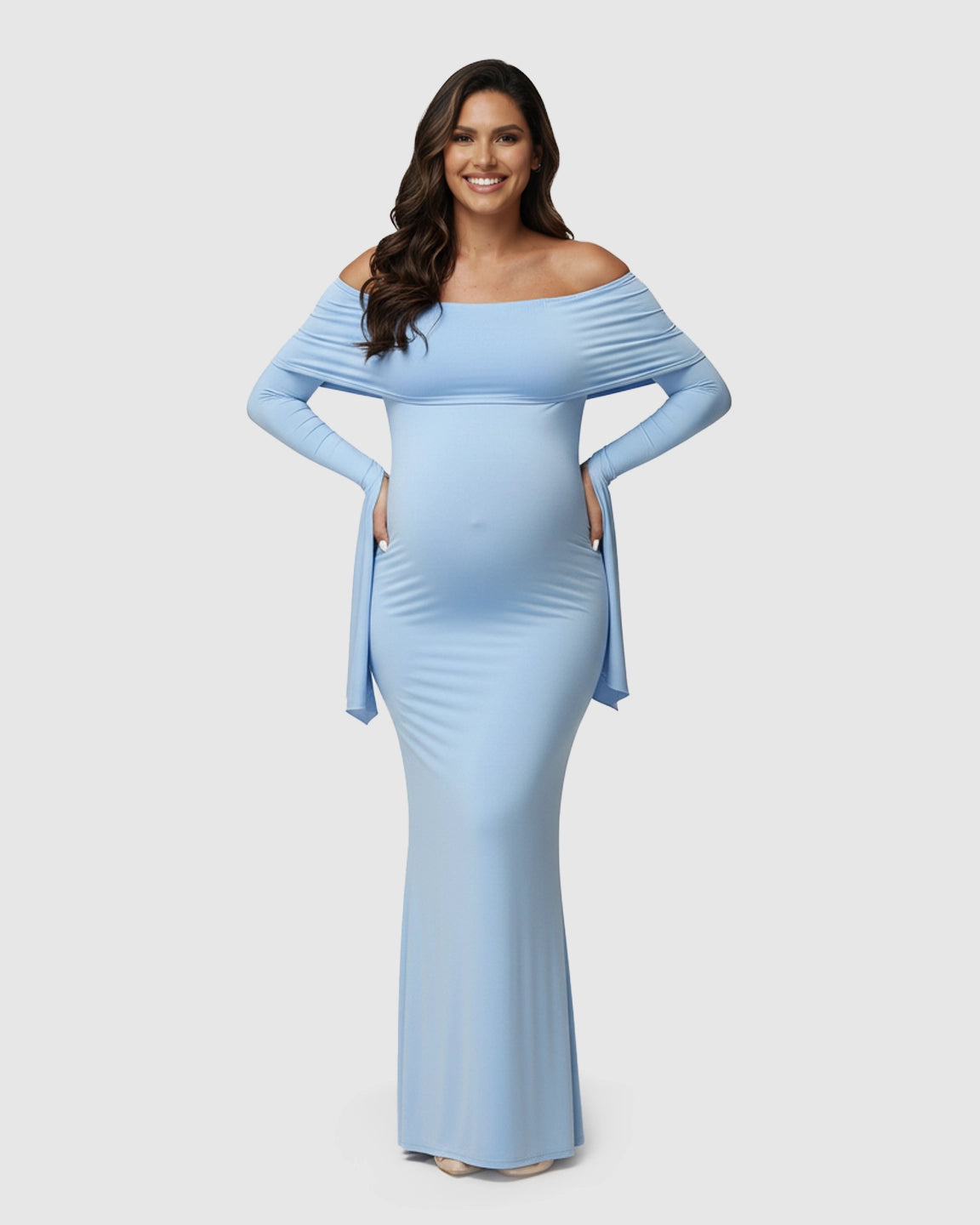 Off-Shoulder Bodycon Maternity Maxi Dress