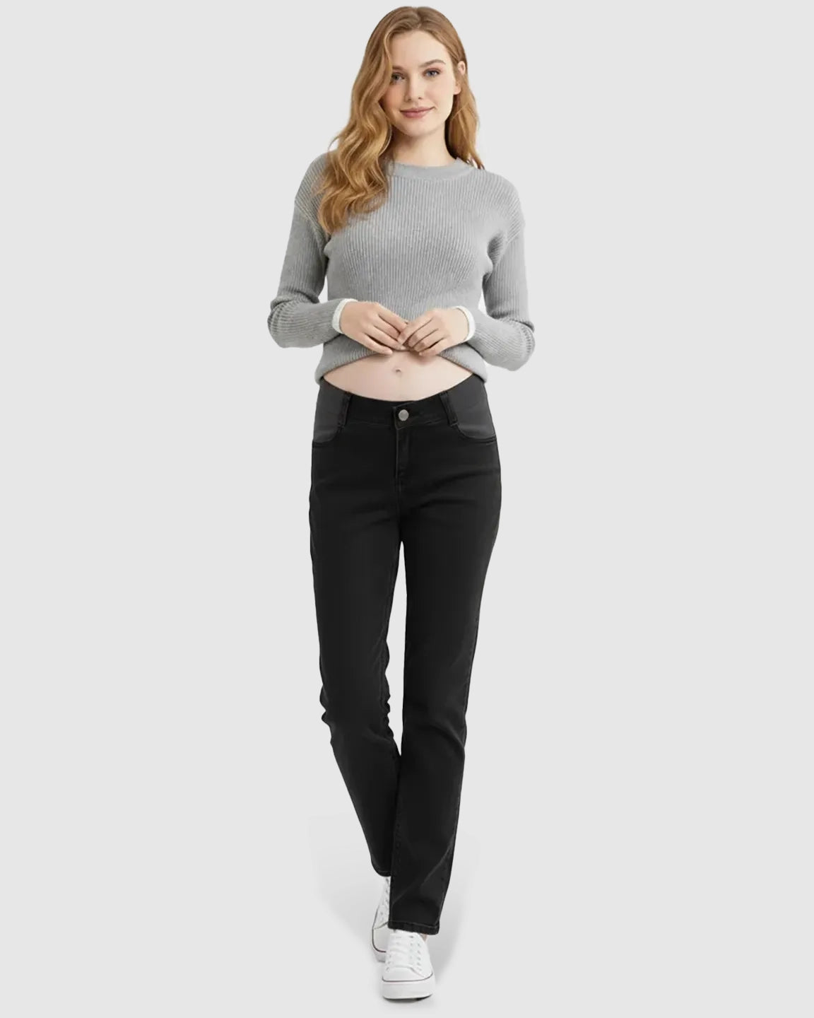Side Panel Straight-Leg Maternity Jeans