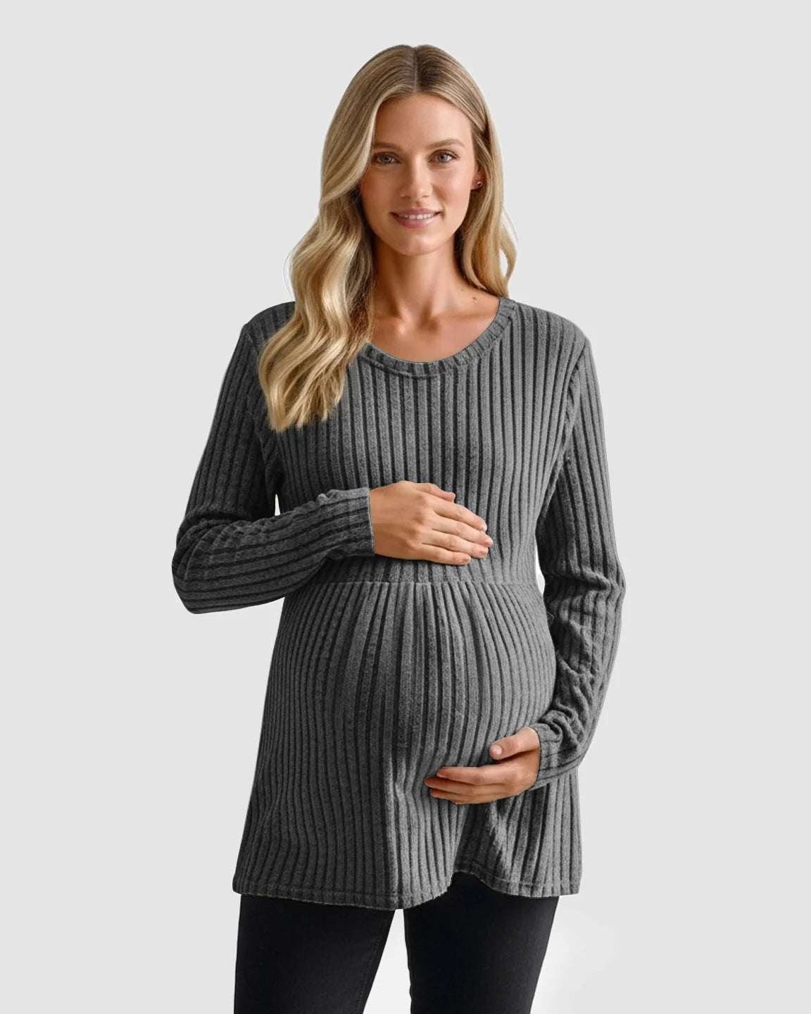 Soft Ribbed Long Sleeve Maternity Top