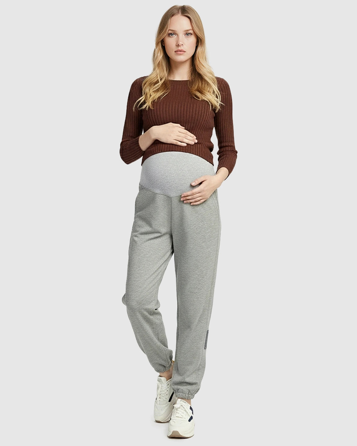 Soft Cotton Fleece Over-Belly Maternity Sweatpants